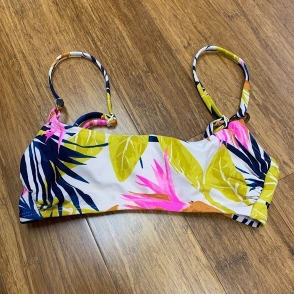 Xhilaration Womens XS Tropical Floral Bralette Bikini Top Pink Green